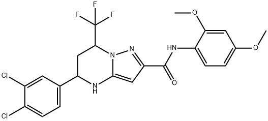 5-(3,4-dichlorophenyl)-N-(2,4-dimethoxyphenyl)-7-(trifluoromethyl)-4,5,6,7-tetrahydropyrazolo[1,5-a]pyrimidine-2-carboxamide Structure