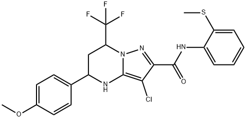 332857-80-4 3-chloro-5-(4-methoxyphenyl)-N-[2-(methylsulfanyl)phenyl]-7-(trifluoromethyl)-4,5,6,7-tetrahydropyrazolo[1,5-a]pyrimidine-2-carboxamide