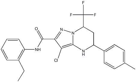 3-chloro-N-(2-ethylphenyl)-5-(4-methylphenyl)-7-(trifluoromethyl)-4,5,6,7-tetrahydropyrazolo[1,5-a]pyrimidine-2-carboxamide 结构式