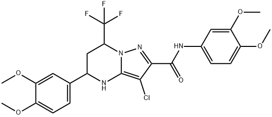 3-chloro-N,5-bis(3,4-dimethoxyphenyl)-7-(trifluoromethyl)-4,5,6,7-tetrahydropyrazolo[1,5-a]pyrimidine-2-carboxamide,332858-77-2,结构式