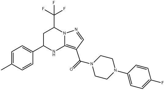 3-{[4-(4-fluorophenyl)piperazin-1-yl]carbonyl}-5-(4-methylphenyl)-7-(trifluoromethyl)-4,5,6,7-tetrahydropyrazolo[1,5-a]pyrimidine 结构式