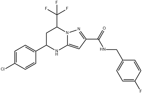 5-(4-chlorophenyl)-N-(4-fluorobenzyl)-7-(trifluoromethyl)-4,5,6,7-tetrahydropyrazolo[1,5-a]pyrimidine-2-carboxamide,332859-38-8,结构式