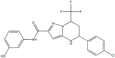 5-(4-chlorophenyl)-N-(3-hydroxyphenyl)-7-(trifluoromethyl)-4,5,6,7-tetrahydropyrazolo[1,5-a]pyrimidine-2-carboxamide 结构式