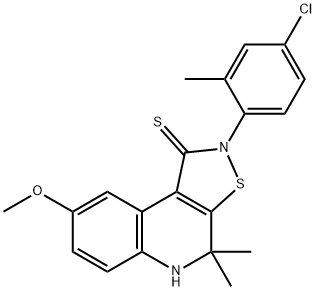 2-(4-chloro-2-methylphenyl)-8-methoxy-4,4-dimethyl-4,5-dihydroisothiazolo[5,4-c]quinoline-1(2H)-thione,332861-07-1,结构式