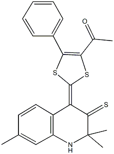 1-[5-phenyl-2-(2,2,7-trimethyl-3-thioxo-2,3-dihydro-4(1H)-quinolinylidene)-1,3-dithiol-4-yl]ethanone Structure