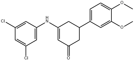 3-(3,5-dichloroanilino)-5-(3,4-dimethoxyphenyl)-2-cyclohexen-1-one Struktur