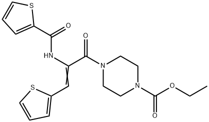 ethyl 4-{3-(2-thienyl)-2-[(2-thienylcarbonyl)amino]acryloyl}-1-piperazinecarboxylate Structure