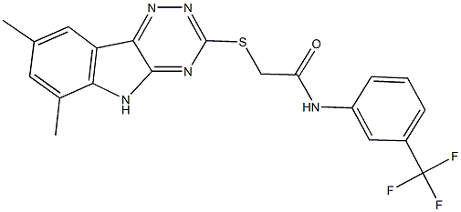 2-[(6,8-dimethyl-5H-[1,2,4]triazino[5,6-b]indol-3-yl)sulfanyl]-N-[3-(trifluoromethyl)phenyl]acetamide 化学構造式