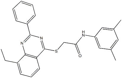 N-(3,5-dimethylphenyl)-2-[(8-ethyl-2-phenyl-4-quinazolinyl)sulfanyl]acetamide 化学構造式