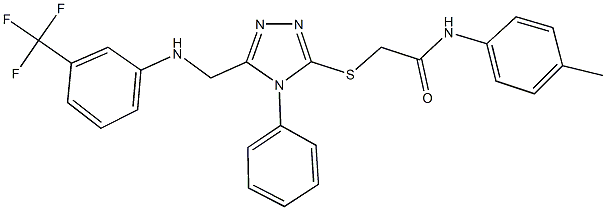 N-(4-methylphenyl)-2-[(4-phenyl-5-{[3-(trifluoromethyl)anilino]methyl}-4H-1,2,4-triazol-3-yl)sulfanyl]acetamide 结构式