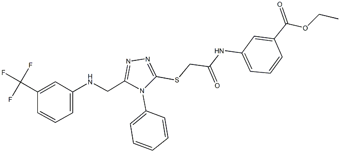 ethyl 3-({[(4-phenyl-5-{[3-(trifluoromethyl)anilino]methyl}-4H-1,2,4-triazol-3-yl)sulfanyl]acetyl}amino)benzoate 结构式