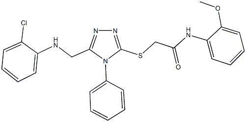 2-({5-[(2-chloroanilino)methyl]-4-phenyl-4H-1,2,4-triazol-3-yl}sulfanyl)-N-(2-methoxyphenyl)acetamide 结构式