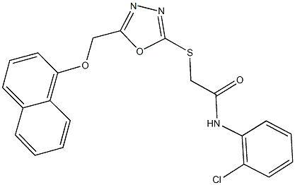 N-(2-chlorophenyl)-2-({5-[(1-naphthyloxy)methyl]-1,3,4-oxadiazol-2-yl}sulfanyl)acetamide,332871-63-3,结构式