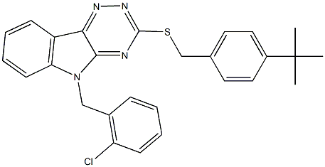 4-tert-butylbenzyl 5-(2-chlorobenzyl)-5H-[1,2,4]triazino[5,6-b]indol-3-yl sulfide 化学構造式
