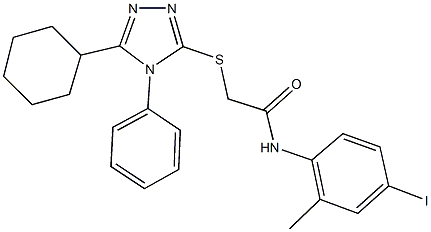 2-[(5-cyclohexyl-4-phenyl-4H-1,2,4-triazol-3-yl)sulfanyl]-N-(4-iodo-2-methylphenyl)acetamide,332872-83-0,结构式
