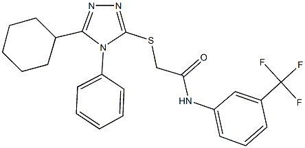 2-[(5-cyclohexyl-4-phenyl-4H-1,2,4-triazol-3-yl)sulfanyl]-N-[3-(trifluoromethyl)phenyl]acetamide Struktur