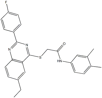 N-(3,4-dimethylphenyl)-2-{[6-ethyl-2-(4-fluorophenyl)-4-quinazolinyl]sulfanyl}acetamide Structure