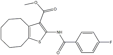 methyl 2-[(4-fluorobenzoyl)amino]-4,5,6,7,8,9-hexahydrocycloocta[b]thiophene-3-carboxylate 化学構造式