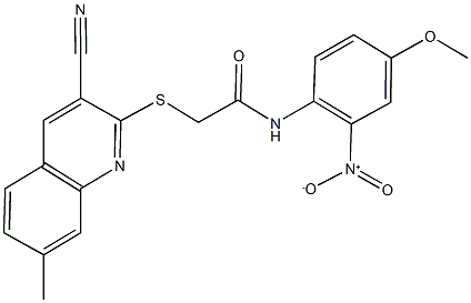 2-[(3-cyano-7-methyl-2-quinolinyl)sulfanyl]-N-{2-nitro-4-methoxyphenyl}acetamide Structure