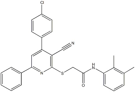 2-{[4-(4-chlorophenyl)-3-cyano-6-phenyl-2-pyridinyl]sulfanyl}-N-(2,3-dimethylphenyl)acetamide Struktur