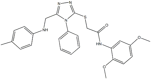 N-(2,5-dimethoxyphenyl)-2-{[4-phenyl-5-(4-toluidinomethyl)-4H-1,2,4-triazol-3-yl]sulfanyl}acetamide Structure