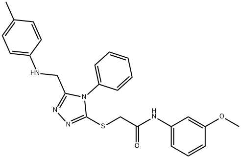 N-(3-methoxyphenyl)-2-{[4-phenyl-5-(4-toluidinomethyl)-4H-1,2,4-triazol-3-yl]sulfanyl}acetamide 结构式