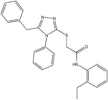 2-[(5-benzyl-4-phenyl-4H-1,2,4-triazol-3-yl)sulfanyl]-N-(2-ethylphenyl)acetamide Struktur