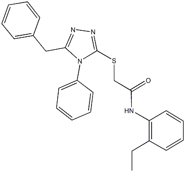 2-[(5-benzyl-4-phenyl-4H-1,2,4-triazol-3-yl)sulfanyl]-N-(2-ethylphenyl)acetamide Structure