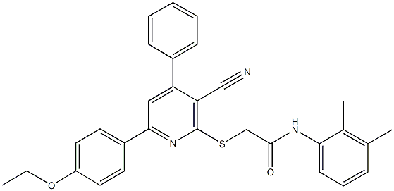 2-{[3-cyano-6-(4-ethoxyphenyl)-4-phenyl-2-pyridinyl]sulfanyl}-N-(2,3-dimethylphenyl)acetamide Struktur