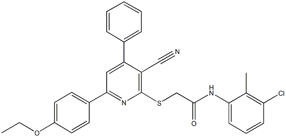 N-(3-chloro-2-methylphenyl)-2-{[3-cyano-6-(4-ethoxyphenyl)-4-phenyl-2-pyridinyl]sulfanyl}acetamide Structure