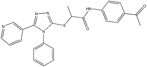 N-(4-acetylphenyl)-2-[(4-phenyl-5-pyridin-3-yl-4H-1,2,4-triazol-3-yl)sulfanyl]propanamide 结构式