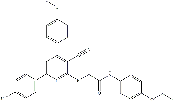 2-{[6-(4-chlorophenyl)-3-cyano-4-(4-methoxyphenyl)-2-pyridinyl]sulfanyl}-N-(4-ethoxyphenyl)acetamide Structure