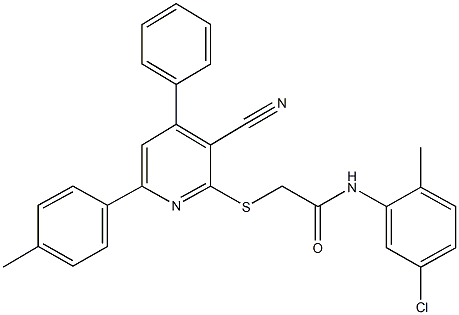 N-(5-chloro-2-methylphenyl)-2-{[3-cyano-6-(4-methylphenyl)-4-phenyl-2-pyridinyl]sulfanyl}acetamide Structure