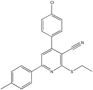 4-(4-chlorophenyl)-2-(ethylsulfanyl)-6-(4-methylphenyl)nicotinonitrile,332911-11-2,结构式