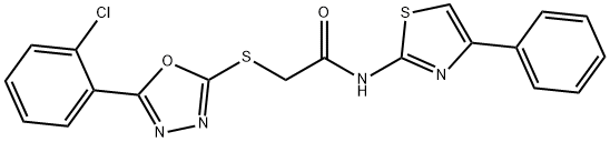 2-{[5-(2-chlorophenyl)-1,3,4-oxadiazol-2-yl]sulfanyl}-N-(4-phenyl-1,3-thiazol-2-yl)acetamide,332912-06-8,结构式