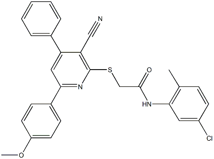 N-(5-chloro-2-methylphenyl)-2-{[3-cyano-6-(4-methoxyphenyl)-4-phenyl-2-pyridinyl]sulfanyl}acetamide Structure