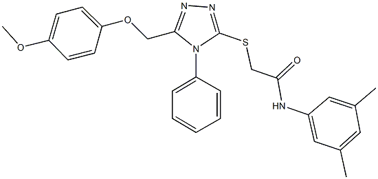 N-(3,5-dimethylphenyl)-2-({5-[(4-methoxyphenoxy)methyl]-4-phenyl-4H-1,2,4-triazol-3-yl}sulfanyl)acetamide 化学構造式