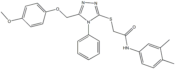 N-(3,4-dimethylphenyl)-2-({5-[(4-methoxyphenoxy)methyl]-4-phenyl-4H-1,2,4-triazol-3-yl}sulfanyl)acetamide 结构式