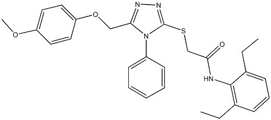 N-(2,6-diethylphenyl)-2-({5-[(4-methoxyphenoxy)methyl]-4-phenyl-4H-1,2,4-triazol-3-yl}sulfanyl)acetamide 结构式