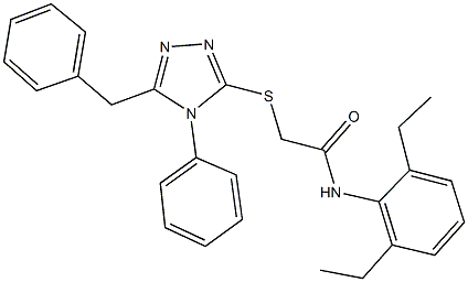 2-[(5-benzyl-4-phenyl-4H-1,2,4-triazol-3-yl)sulfanyl]-N-(2,6-diethylphenyl)acetamide,332912-85-3,结构式