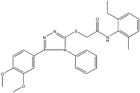 2-{[5-(3,4-dimethoxyphenyl)-4-phenyl-4H-1,2,4-triazol-3-yl]sulfanyl}-N-(2-ethyl-6-methylphenyl)acetamide,332915-69-2,结构式