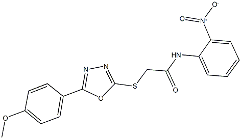 N-{2-nitrophenyl}-2-({5-[4-(methyloxy)phenyl]-1,3,4-oxadiazol-2-yl}sulfanyl)acetamide,332921-94-5,结构式