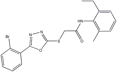 2-{[5-(2-bromophenyl)-1,3,4-oxadiazol-2-yl]sulfanyl}-N-(2-ethyl-6-methylphenyl)acetamide,332922-31-3,结构式