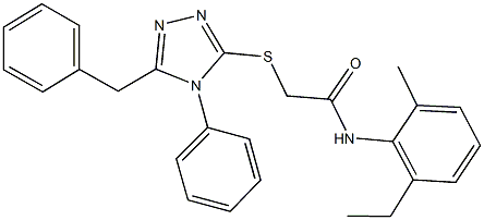 2-[(5-benzyl-4-phenyl-4H-1,2,4-triazol-3-yl)sulfanyl]-N-(2-ethyl-6-methylphenyl)acetamide,332922-56-2,结构式