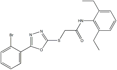 2-{[5-(2-bromophenyl)-1,3,4-oxadiazol-2-yl]sulfanyl}-N-(2,6-diethylphenyl)acetamide 结构式