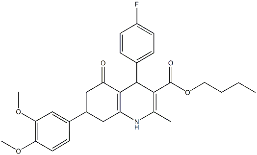 butyl 7-(3,4-dimethoxyphenyl)-4-(4-fluorophenyl)-2-methyl-5-oxo-1,4,5,6,7,8-hexahydro-3-quinolinecarboxylate,332923-35-0,结构式
