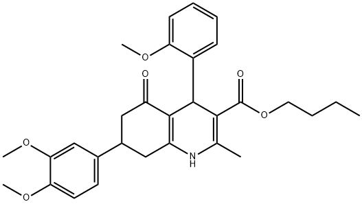 butyl 7-(3,4-dimethoxyphenyl)-4-(2-methoxyphenyl)-2-methyl-5-oxo-1,4,5,6,7,8-hexahydro-3-quinolinecarboxylate Structure