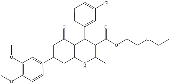 332923-86-1 2-ethoxyethyl 4-(3-chlorophenyl)-7-(3,4-dimethoxyphenyl)-2-methyl-5-oxo-1,4,5,6,7,8-hexahydro-3-quinolinecarboxylate