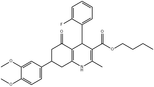 butyl 7-(3,4-dimethoxyphenyl)-4-(2-fluorophenyl)-2-methyl-5-oxo-1,4,5,6,7,8-hexahydro-3-quinolinecarboxylate Struktur