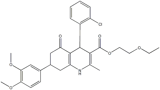 2-ethoxyethyl 4-(2-chlorophenyl)-7-(3,4-dimethoxyphenyl)-2-methyl-5-oxo-1,4,5,6,7,8-hexahydro-3-quinolinecarboxylate Structure